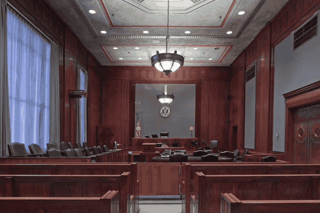 This image is representing a courtroom referring to Hearing in the first tier tax tribunal
