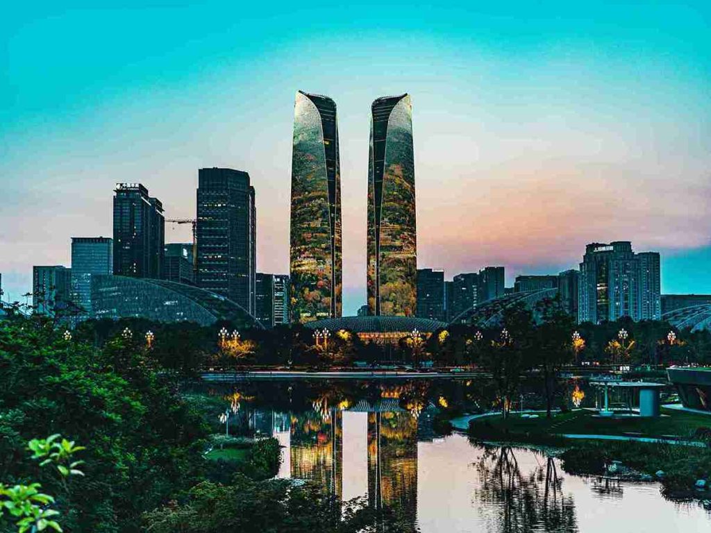 Image showing the eveing side of Chengdu city.