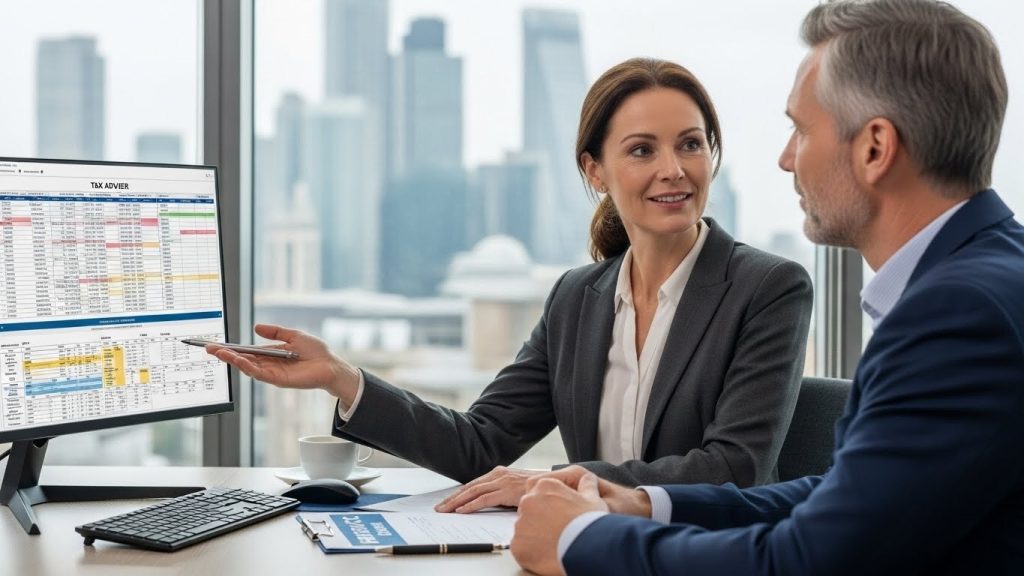 Tax adviser explaining taxation rights and HMRC procedures about tax enquiries to a client.